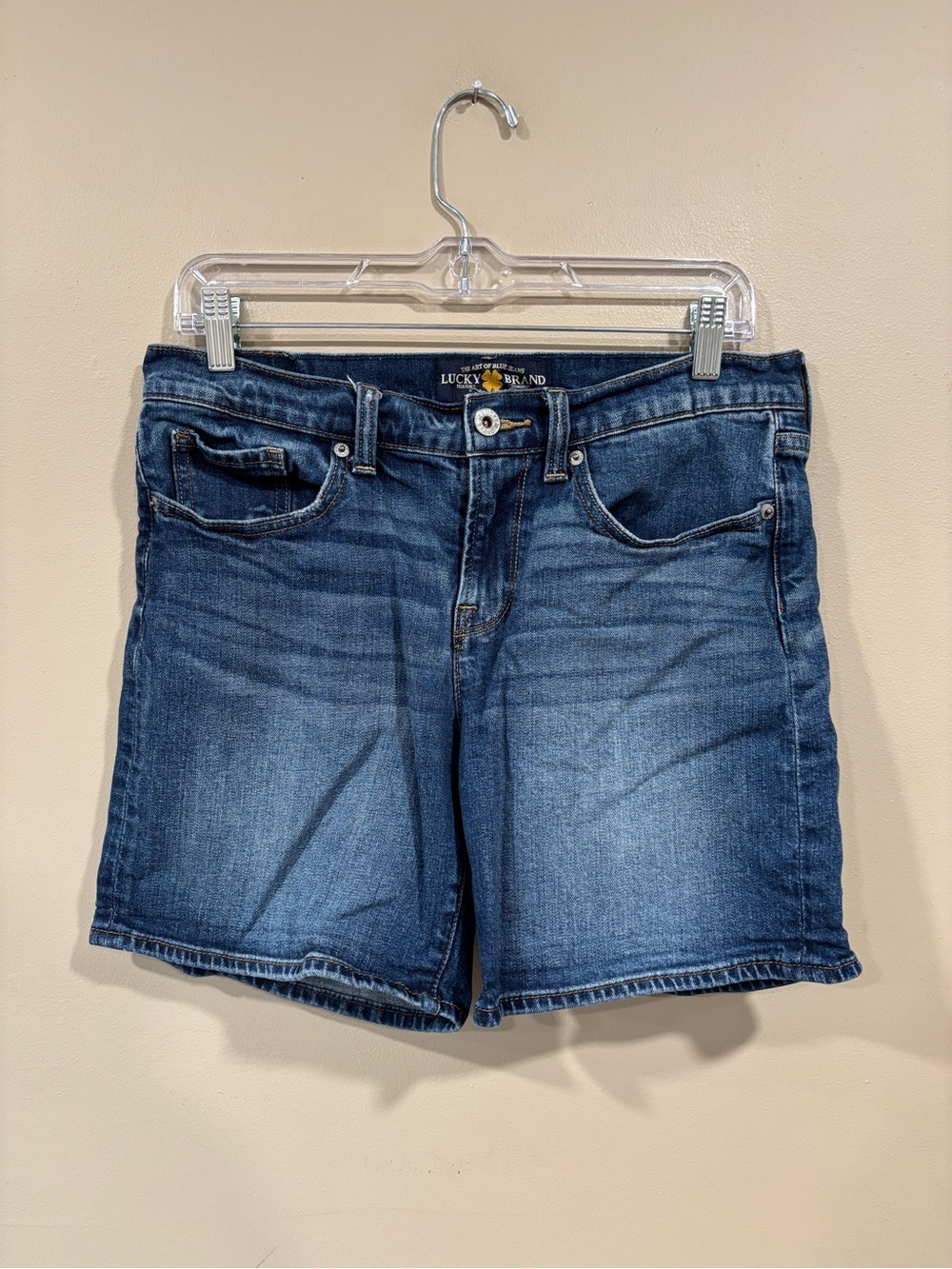 Lucky Brand The Roll Up Blue Denim Shorts Women’s Medium Wash Size 6/28